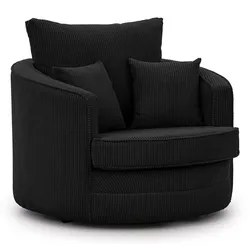 DREHSESSEL Ted aus Schwarz Cord-Stoff
