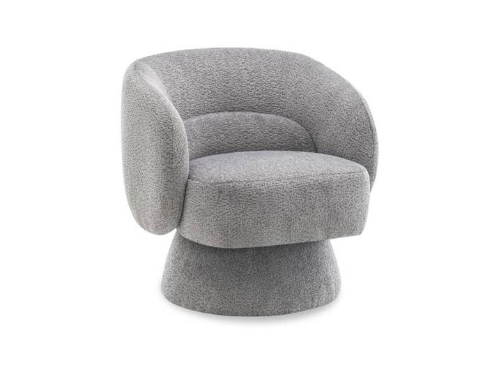 Fauteuil pivotant en tissu bouclette  Franklin  - 74 x 75 x 75 cm - Gris