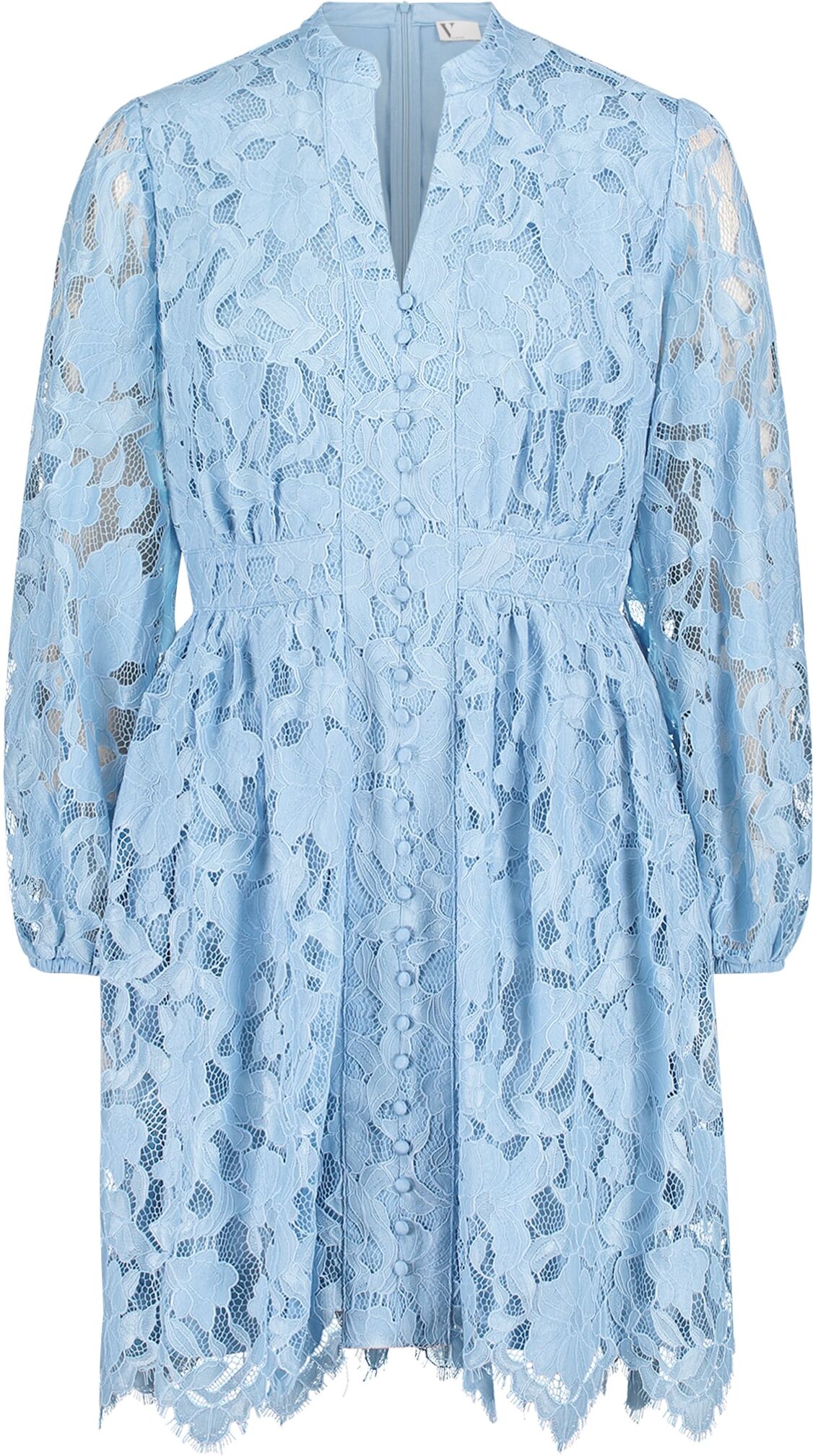 Spitzenkleid VERA MONT "Spitzenkleid mit Spitze", Damen, Gr. 36, EURO, blau (soft sky), Obermaterial: 61% Polyamid PA. 25% Baumwolle CO. 14% Polyester PES., Kleider Spitzenkleid
