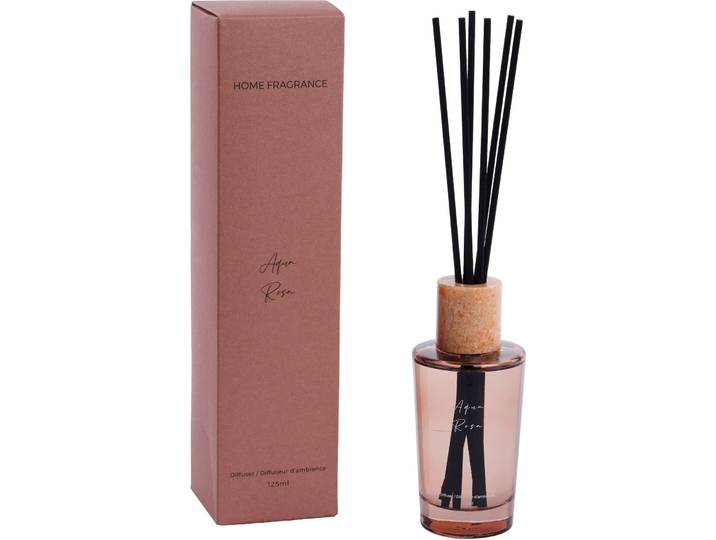 Raumduft Nathalie Aqua Rosa 125ml pink - Material: Glas, Marmor, Rattan - Raumduft