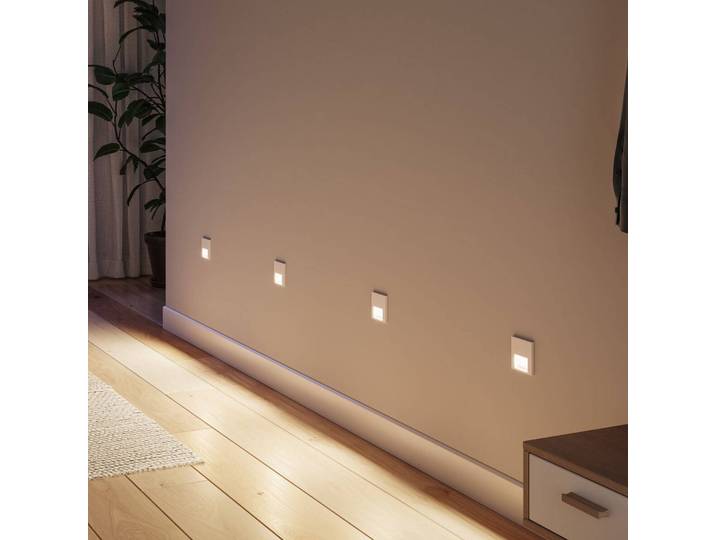 Paulmann LED-Einbauwandlampe Tsaro Sensor, weiß, Kunststoff, weiß / opal, für Flurbereich, Kunststoff, Modern