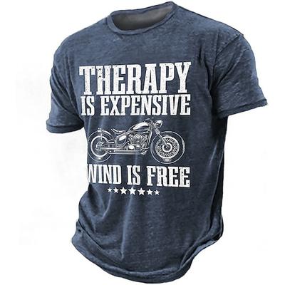 Männer Kurzarm Grafik T-Shirt Therapie ist teuer der Wind ist kostenlos Motorradfahrer Zitat Tee