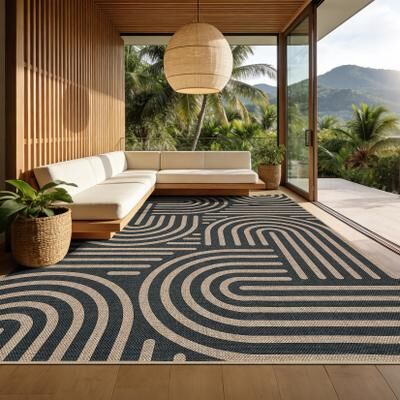 Garvee Modern Circles Easy Jute Area Rug