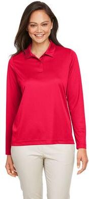 Team 365 TT51LW Women's Zone Performance Long Sleeve Polo Shirt in Sport Red size 3XL   Polyester