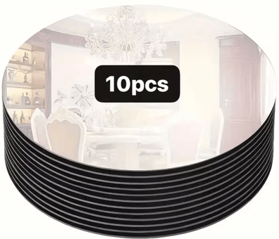 Inspire Picks 10PCS Acrylic Mirror Plate Set 20cm To 30cm Round Mirror Centerpieces For Weddings, Parties & Table Decor silver 20cm