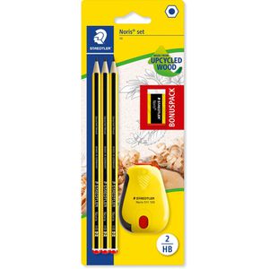 Staedtler Schreibset Noris 120, 5-teilig, Bleistift Härte HB, Radierer und Spitzer