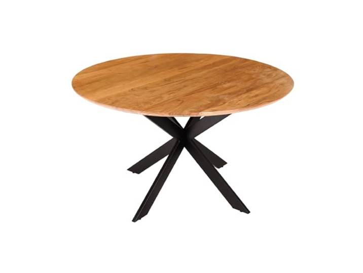 Riess Ambiente Esstisch Galaxie 130cm - schwarz Natur - Akazienholz Massiv, individuelle Maserung, stabile Konstruktion, robust, Industrial Design, höhenverstellbaren Füße