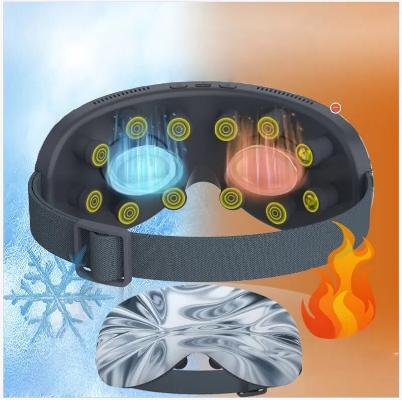 INF Silber-Graue Augenmassagegerät mit Kältekompresse, Vibration, Wärme, Bluetooth-Musik & Sprachausgabe