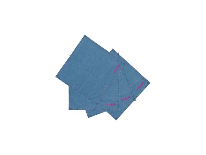 Stoffserviette PAD Denim Glücklich 45 cm x 45 cm, 2 Stück , blau (blau, pink), B:45cm L:45cm, Servietten, Stoffserviette
