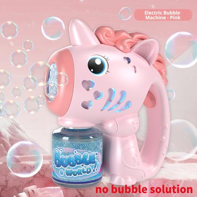 Perfect Picks Market Unicorn Electric Bubble Gun Toy With Lights Automatic Bubble Machine For Kids Parties 2
