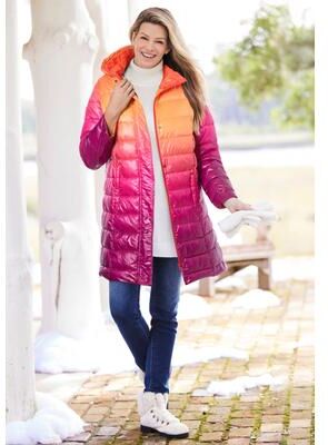 Women's Long Packable Puffer Jacket by Woman Within in Grenadine Ombre (Size 1X)