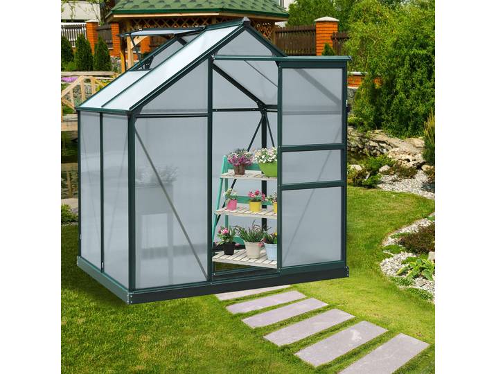 Outsunny Serre Jardin 2,51m² Alu/Polycarbonate Vert