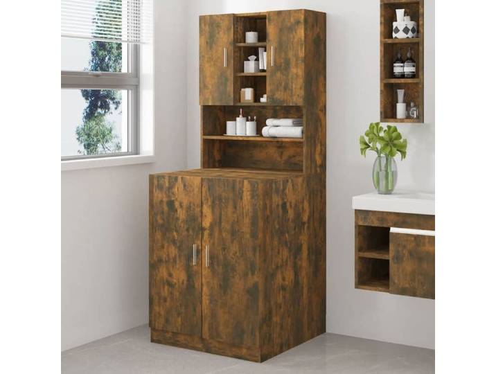 SALE 2026  Armoire pour machine à laver Chêne fumé - Armoire de machine à laver Chêne fumé - Bois d'ingénierie 3845718626168
