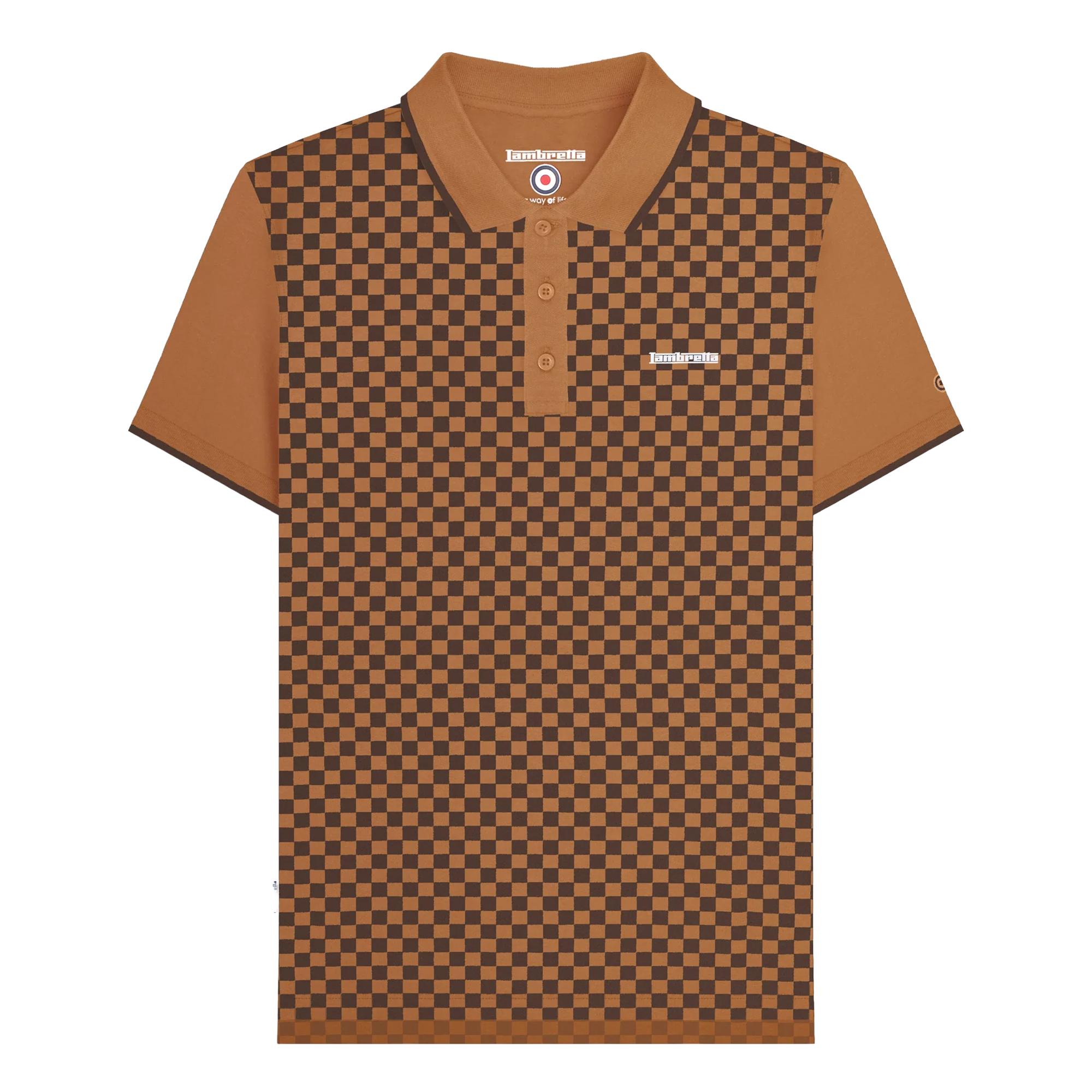 Lambretta - Poloshirt Rundum bedruckt für Herren (Tabak)