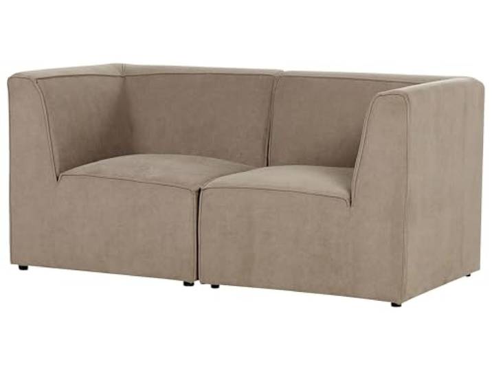 Beliani Modernes 2-Sitzer Modul Sofa mit Armlehnen Stoffbezug Cord beige Taupe Lemvig