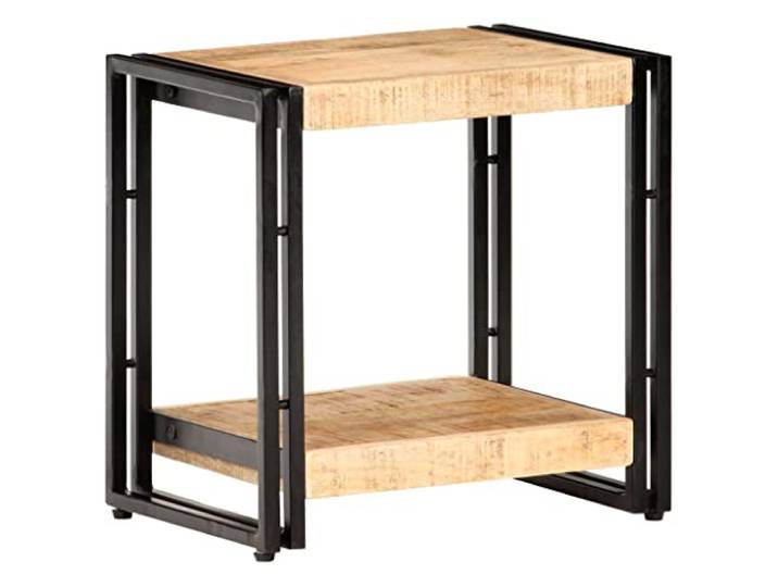 HKLGBVCR Beistelltisch, 40 x 30 x 40 cm, Mangoholz, unbehandelt Aufbewahrungsregal, Industriestil, Nachttisch, Handwerk