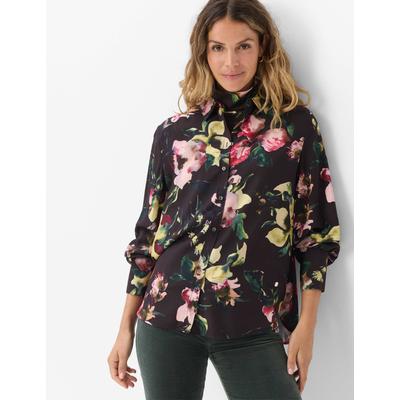 Klassische Bluse BRAX "Style VIC", Damen, Gr. 38, bunt (dunkelbraun), Web, 100% Viskose, Blusen Bluse, Flowerprint: Bluse aus reiner Viskose