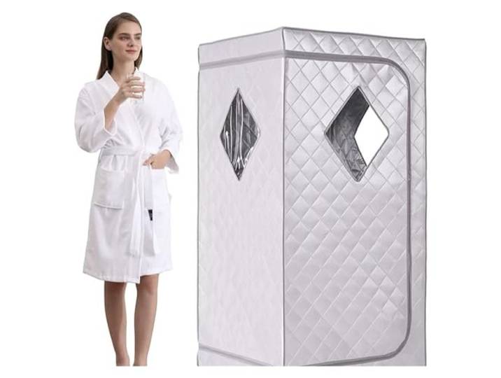 Saunazelt, Tragbare Infrarotsauna, persönliche Sauna for zu Hause mit tragbarem Stuhl, Spa-Zelt for Entgiftungstherapie, Beseitigung von Müdigkeit, Schönheitspfle(Silver)