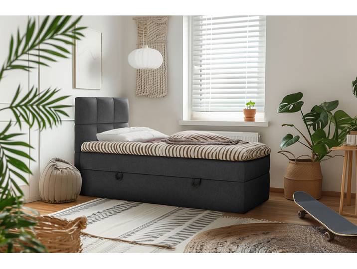 Boxbett Rudisell 90 x 200cm Strukturstoff Cully Schwarz