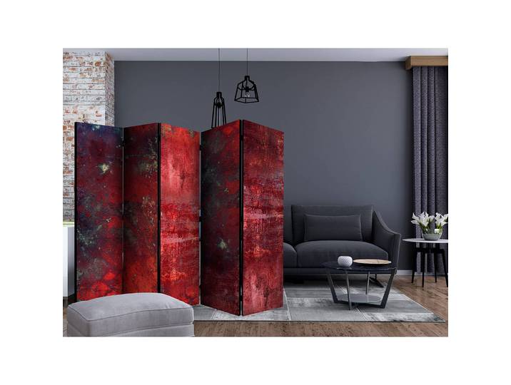 Paravent Red Concrete Fleece Rot 225 x 172 x 3cm