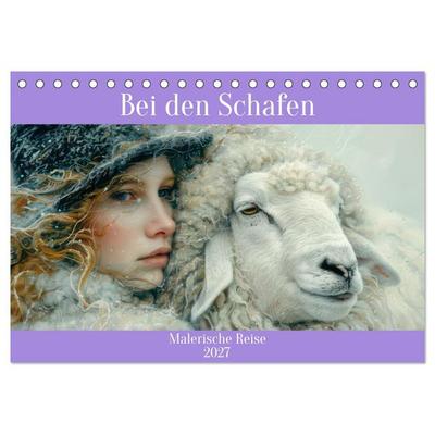 Bei den Schafen - Malerische Reise (Tischkalender 2027 DIN A5 quer), CALVENDO Monatskalender
