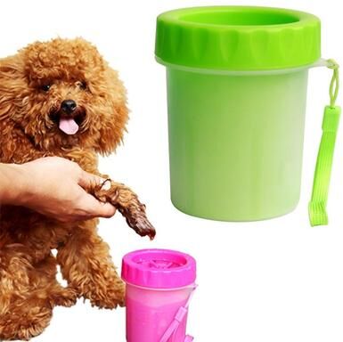 Inspired Deals Portable Dog Paw Cleaner Cup For Small Pets With Soft Silicone Bristles green