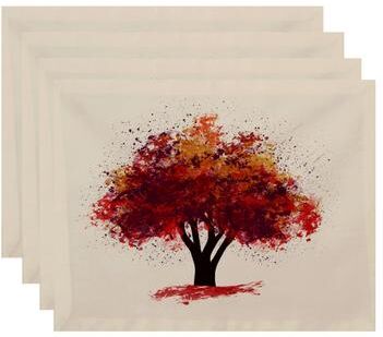 E by Design 18x14-inch, Fall Bounty, Floral Print Placemat (Set of 4)