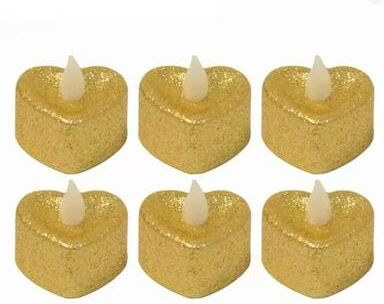 Inspired Living Heart Shape LED Candles Flameless Wedding Decor Romantic Battery Operated Candles 1 6 12 24 Pieces yellow 1pc