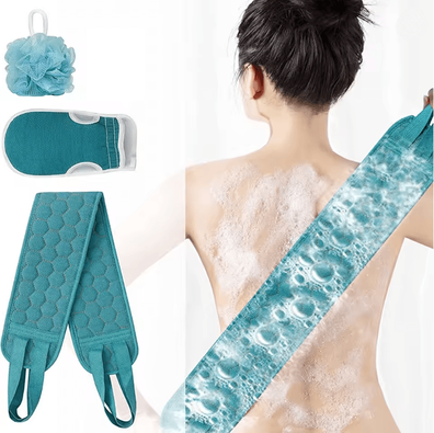 Inspire Essentials Exfoliating Body Scrubber Set With Back Scrubber Bath Glove And Loofah Sponge Exfoliating Body Scrubber Set With Back Scrubber Bath Glove And Loofah Sponge