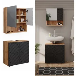 Vicco Badmöbel-Set Irma Eiche Anthrazit 2-teilig Spiegelschrank Waschbeckenschrank 60 cm
