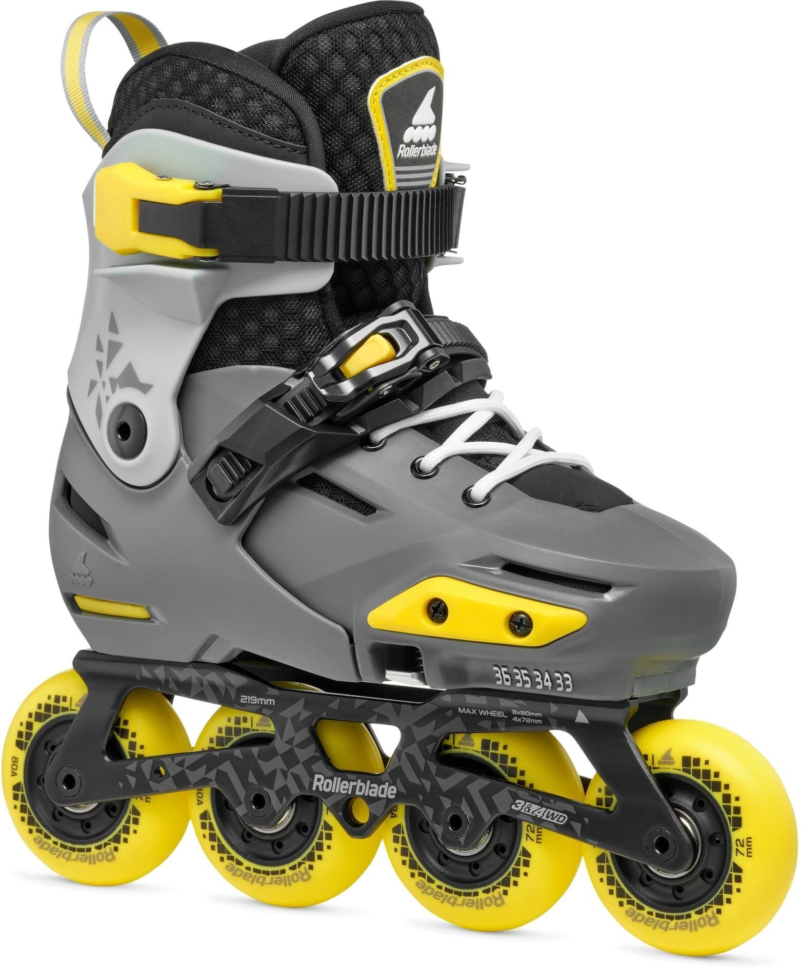 Inlineskates ROLLERBLADE "Apex 33-36", gelb (gelb, schwarz), Inlineskates_Rollschuhe, Kinder, (bis ), Inlineskates gelb, schwarz (bis )
