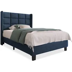 Polsterbett 90x200 cm mit Lattenrost und gepolstertem Kopfteil – modernes Design, hoher Komfort, stabiler Leinenbezug