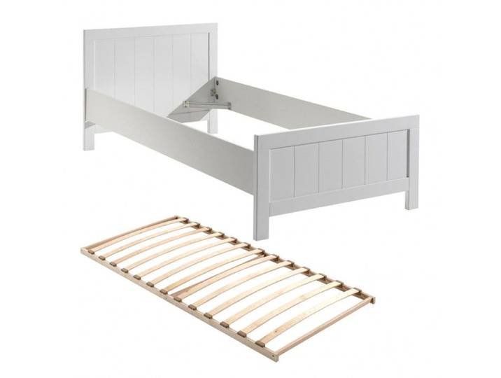 GASTON - Lit 90x200cm Laqué Blanc avec Sommier