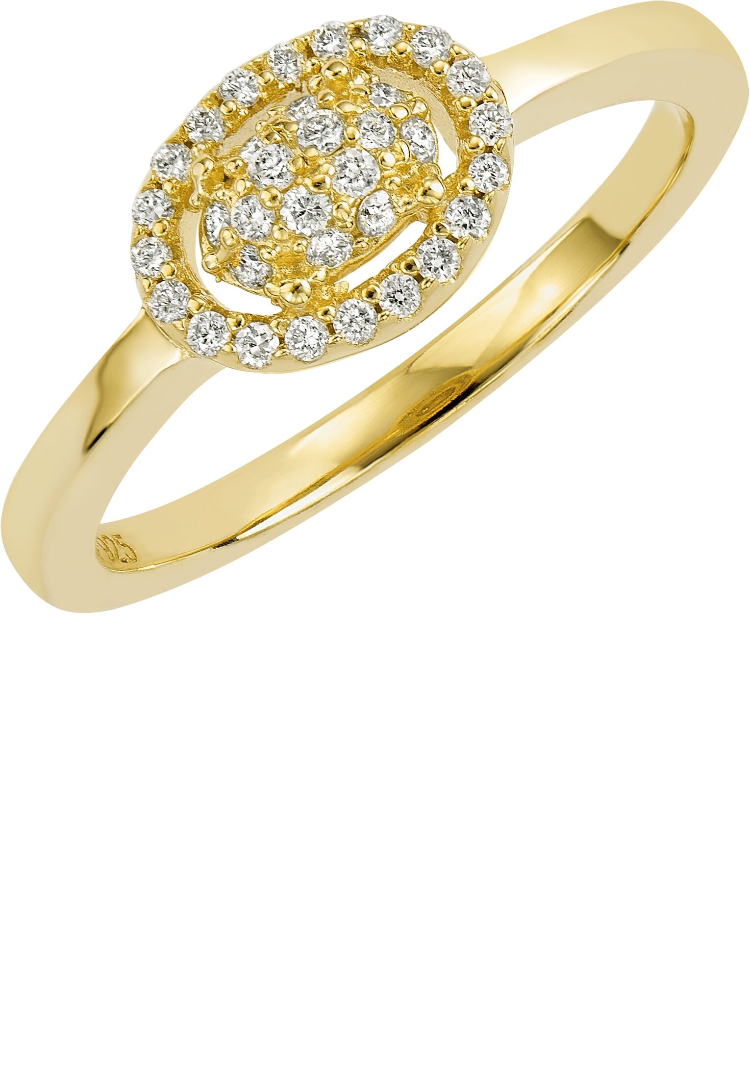 Diamantring "Ring mit Lab Grown Brillanten, Silber 925" Gr. 58, gold, GIORGIO MARTELLO MILANO, Fingerringe, Damen, 58, Silber 925 (Sterlingsilber), Diamantring