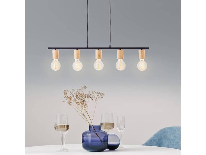 Pendelleuchte Kerry 80 x 113 x 5cm Braun Material: Metall, Massivholz Metallart: Eisen Oberfläche Holz: Naturbelassen Oberfläche Metall: