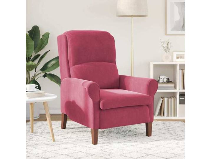 Fauteuil en velours - - Rouge bordeaux - 76x94x102 cm - Velours - Bois massif d'hévéa - Confortable