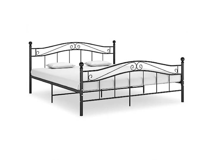 RJPLMFV Bettgestell, Metall, 160 x 200 cm, Schwarz Ohne Matratze, inklusive Lattenrost, robuste Stahlkonstruktion