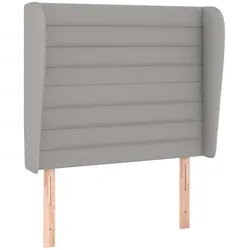 Décoshop26 - Kopfteil Schlafzimmer-Bettaccessoire Möbelstück mit Seitenteil 103 x 23 x 118/128 cm hellgrauer Stoff TDL0205299