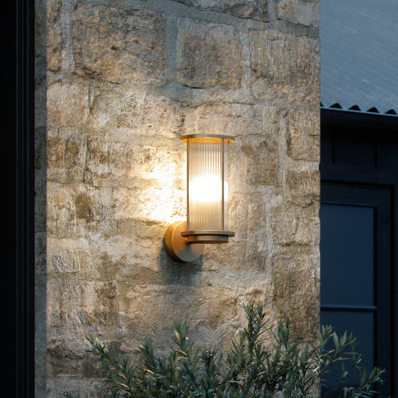 Nordlux Outdoor Wall Light Linton, dimmable, Brass / gold, Brass, Outdoor Wall Light