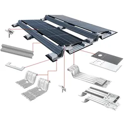PV-Montageset Flachdach iFIX Süd, für 5x PV-Module (Ausführung: Bitumendach. 16° Verschattungswinkel)