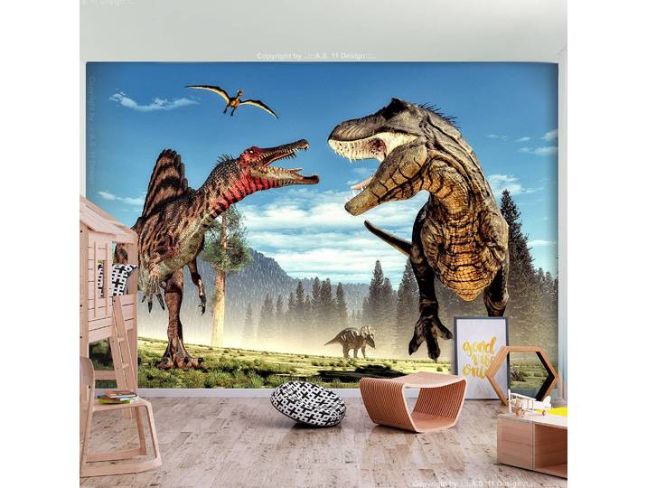 Papier peint intissé Fighting Dinosaurs 200 x 140cm 200 x 140 cm