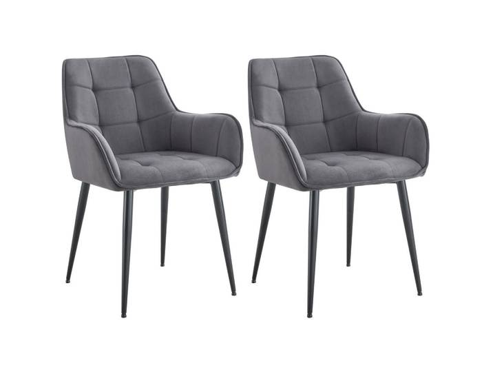 CLP Esszimmerstuhl 2er Set Samt Dunkelgrau, Metall, 58x86x62 cm, Esszimmer, Stühle