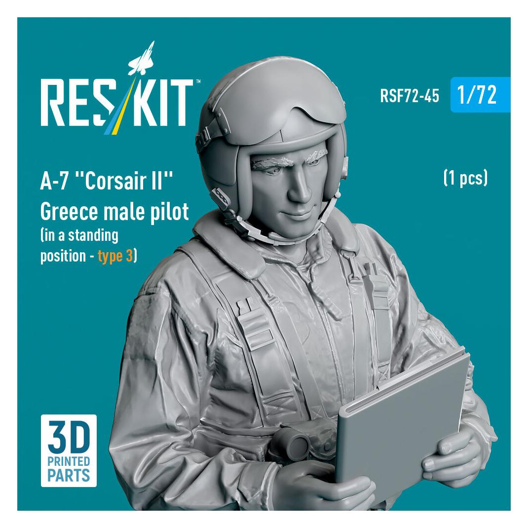 ResKit A-7 Corsair II Greece male pilot (in a standing position - type 3) (1 pcs) (3D Printed) (RSF72-0045)