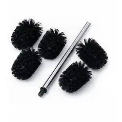Relaxdays 2x WC Bürste mit D 8 cm, schwarz Schwarz,Silber