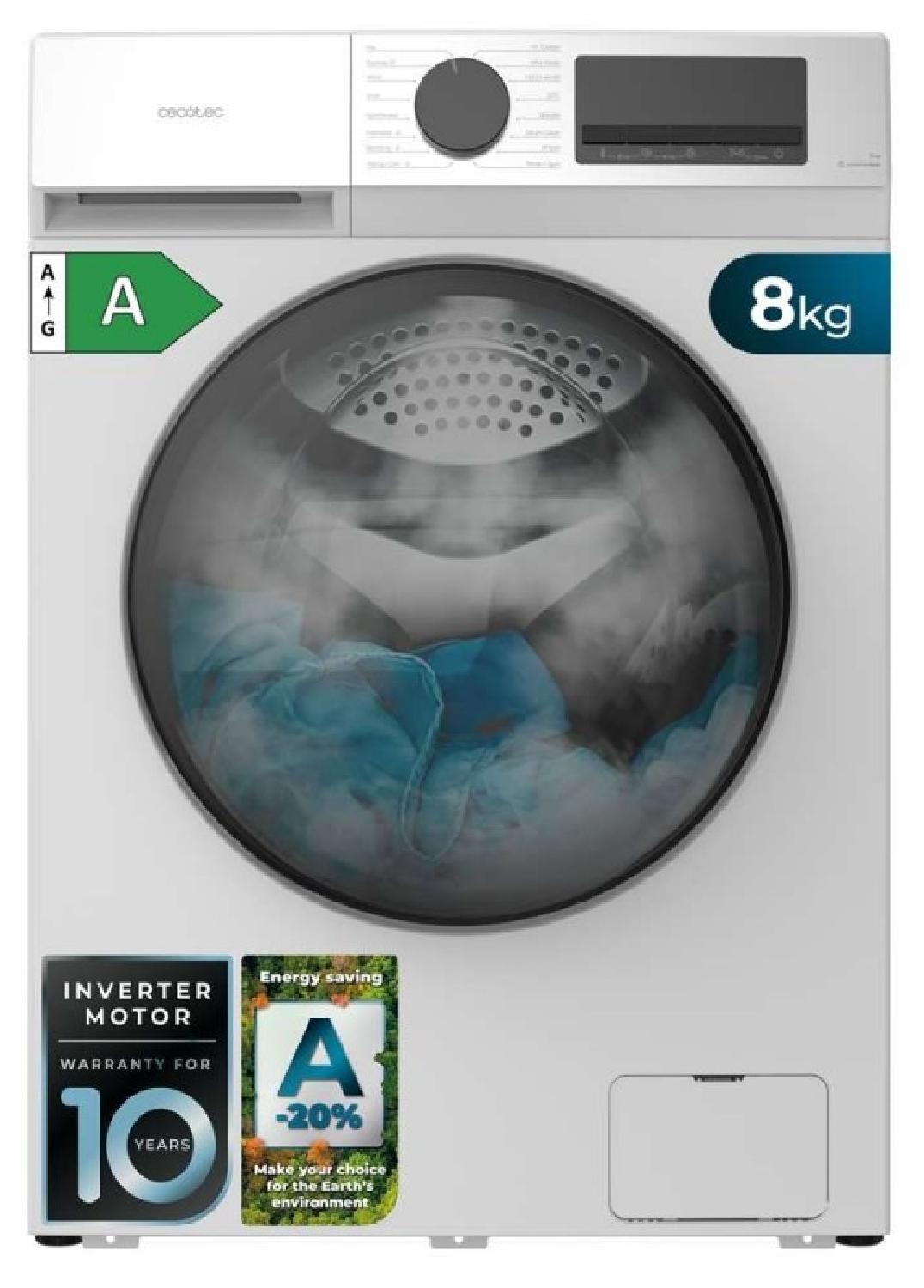 Cecotec Bolero DressCode 8450 Inverter, Frontlader, 8 kg, C, 76 dB, 1400 RPM, A