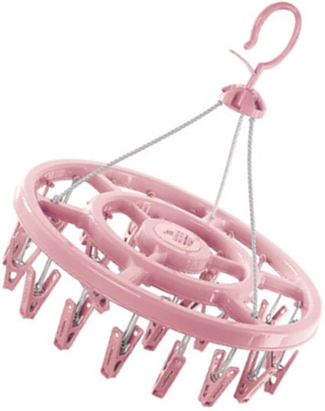 INF Cintre séchant pliable 18-pinces - Étendage coupe-vent gain de place, plastique ABS, crochet pliable, 277g Rose