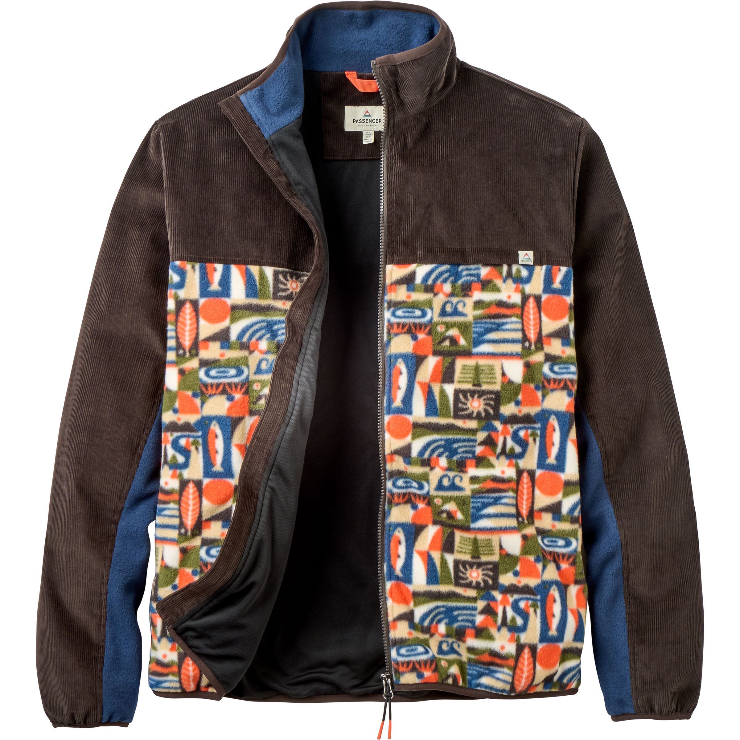 Passenger Set Off Corduroy Fleece Herren Fleecejacke braun Größe M Trekking Schnell trocknend