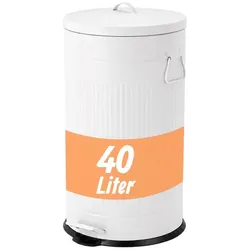 Relaxdays Retro Mülleimer 40 Liter Weiß,Schwarz,Silber