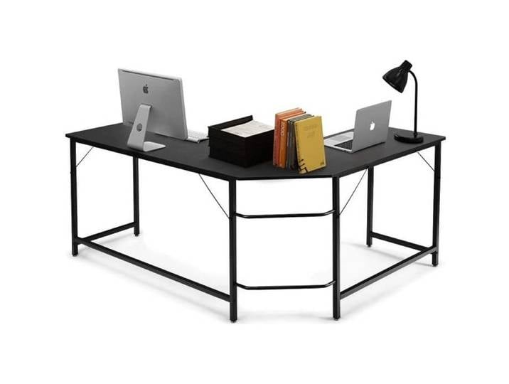 GOPLUS Bureau d'Angle Ordinateur en Forme L-167 5x125 5x73 5CM-Charge 100KG-Bureau Informatique avec Support CPU Mobile Noir