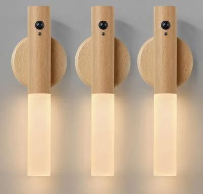 Uplift Picks Rechargeable PIR Motion Sensor Light Magnetic Cabinet Wall Lamp white Ash (3 Pcs)